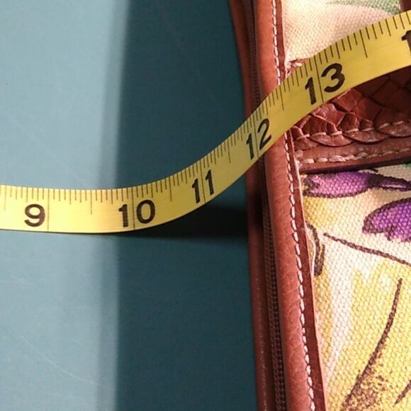 Caribbean Joe Purple and Brown Floral Shoulder Bag with Leather Accents - Picture 10 of 11